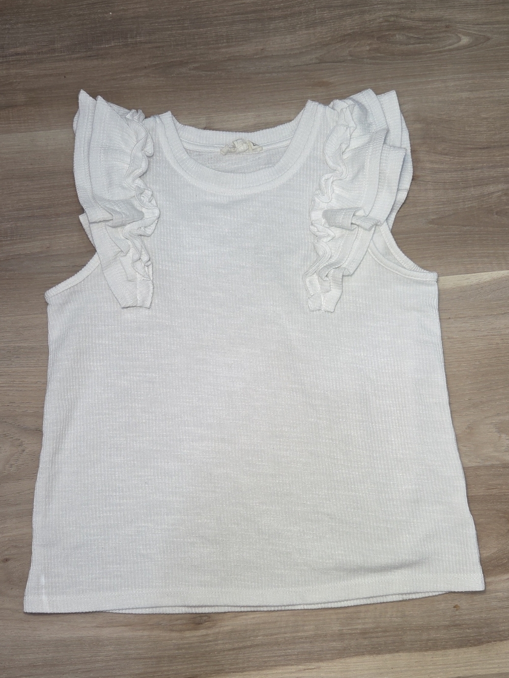 •Hayden• Little Girls Ruffled Sleeved White Tank Top